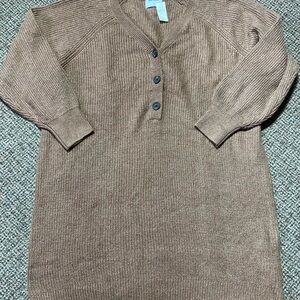 Old Navy Women's Brown Ribbed Knit Mini Sweater Dress, NWT